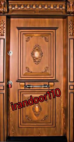 درب ضد سرقت روکش راش دوقاب منبت همراه روکوب