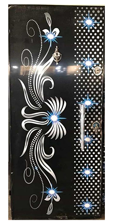 درب ضد سرقت تمام شیشه طرح دار بدون چراغ